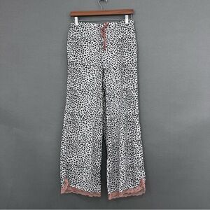 Victoria’s Secret Black Animal Print Gold Dot Lace Hem Pajama Pants